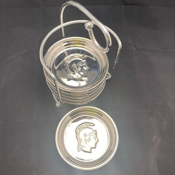 Coasters vintage glass silver Spartan Michigan MCM 1960’s mercury glass - Picture 2 of 5